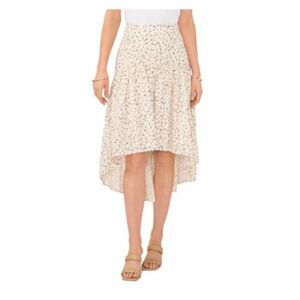 VINCE CAMUTO Womens Beige Zippered Lined Tiered Midi Hi-Lo Skirt 16